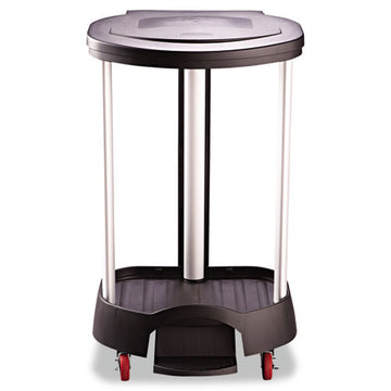 Rubbermaid® Commercial Premium Step-on Linen Hamper, 30 Gal, 20.38w X 22.25d X 37.88h, Aluminum-plastic, Black freeshipping - TVN Wholesale